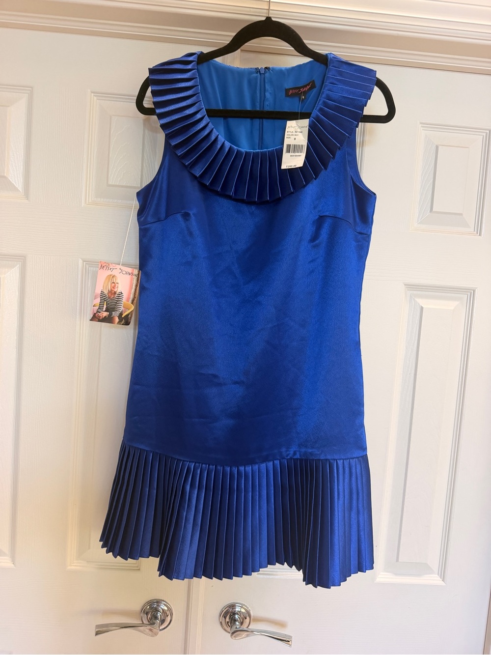 Betsey Johnson Pleated Collar & Hem Royal Blue Party Dress 8